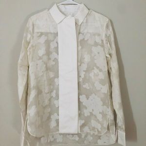 White floral button down